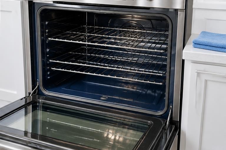 Spotless oven interior after specialty appliance cleaning